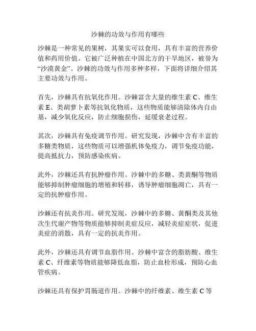 沙棘的功效与作用有哪些