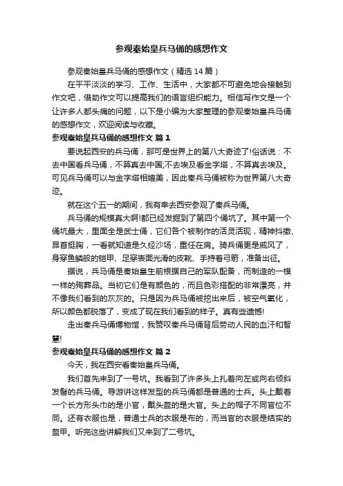 参观秦始皇兵马俑的感想作文（精选14篇）