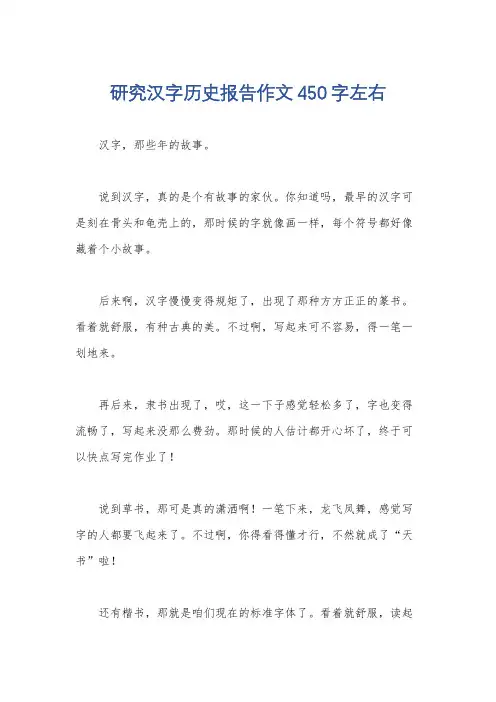 研究汉字历史报告作文450字左右