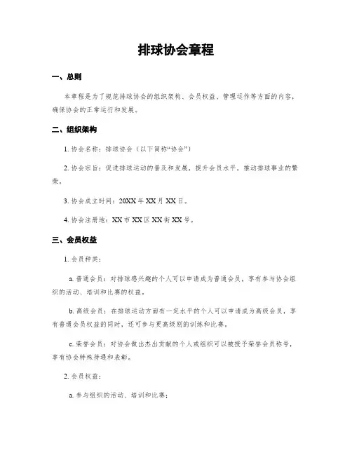 排球协会章程