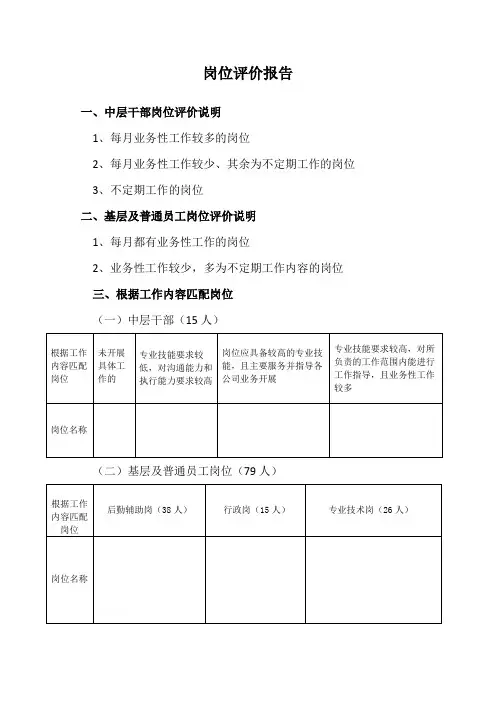 岗位评价报告