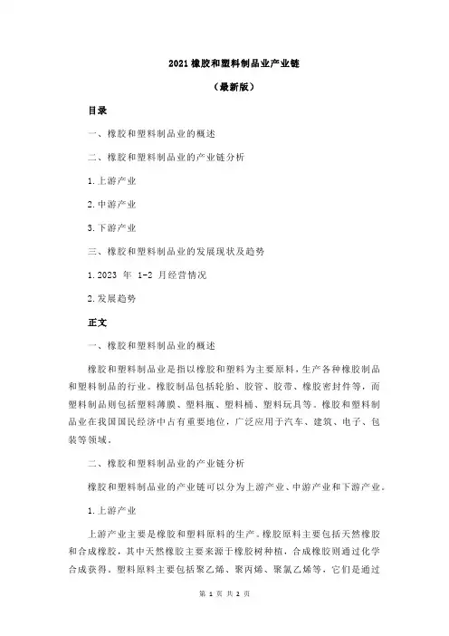 2021橡胶和塑料制品业产业链