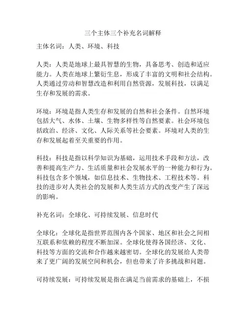 三个主体三个补充名词解释