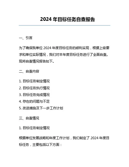 2024年目标任务自查报告
