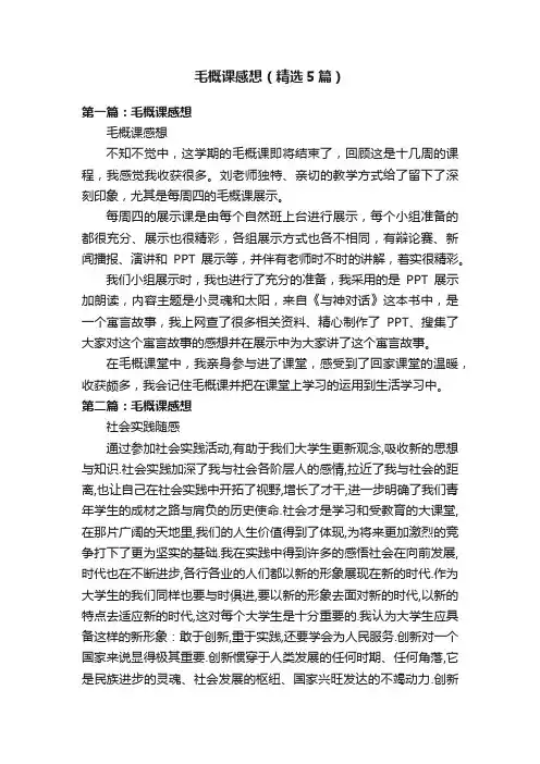 毛概课感想（精选5篇）