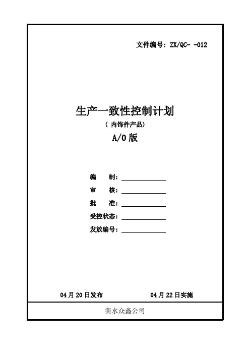 生产一致性控制计划样本