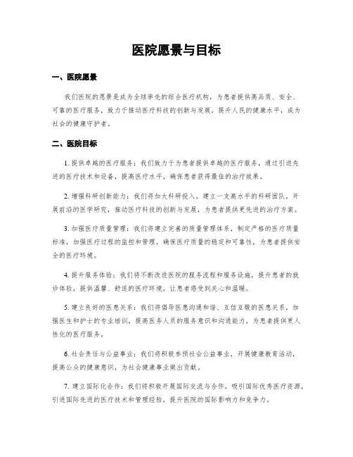 医院愿景与目标