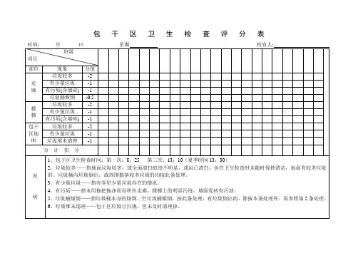 01教室,包干区卫生检查评分表0