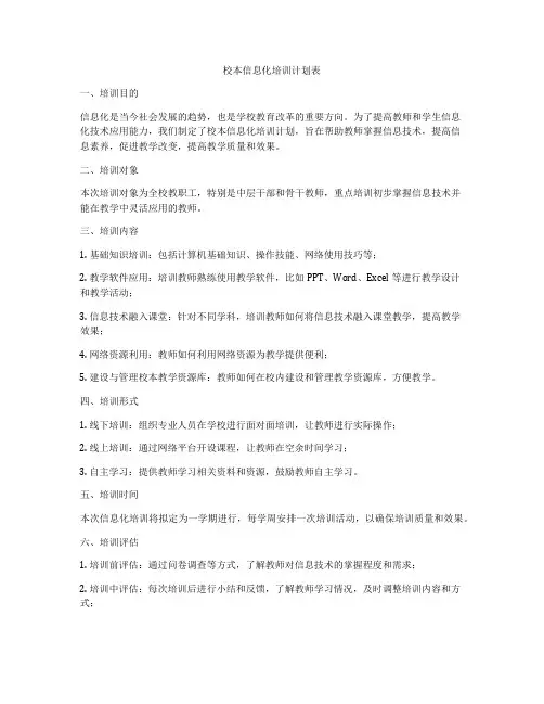 校本信息化培训计划表