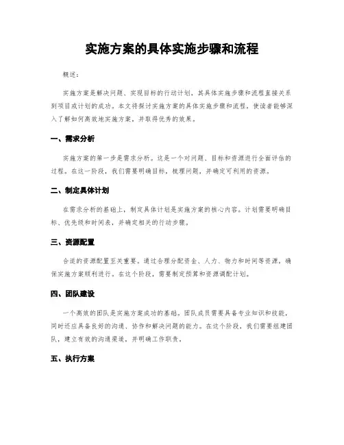 实施方案的具体实施步骤和流程