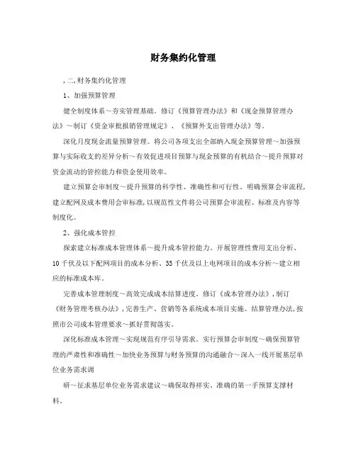 财务集约化管理