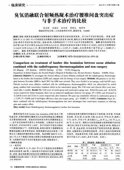 臭氧消融联合射频热凝术治疗腰椎间盘突出症与非手术治疗的比较