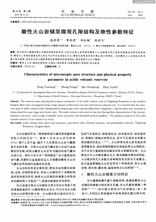 酸性火山岩储层微观孔隙结构及物性参数特征