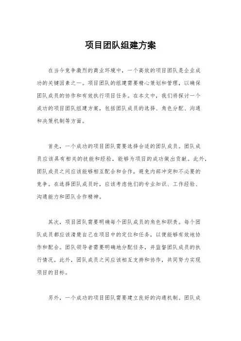 项目团队组建方案