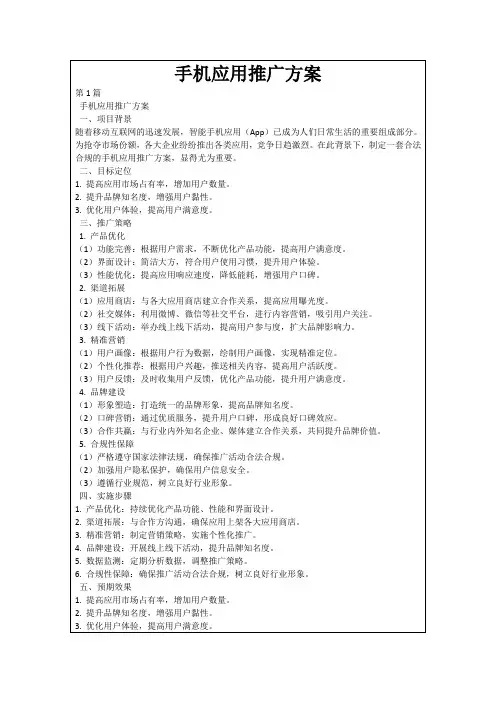 手机应用推广方案