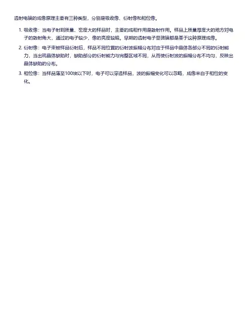 透射电镜成像分类