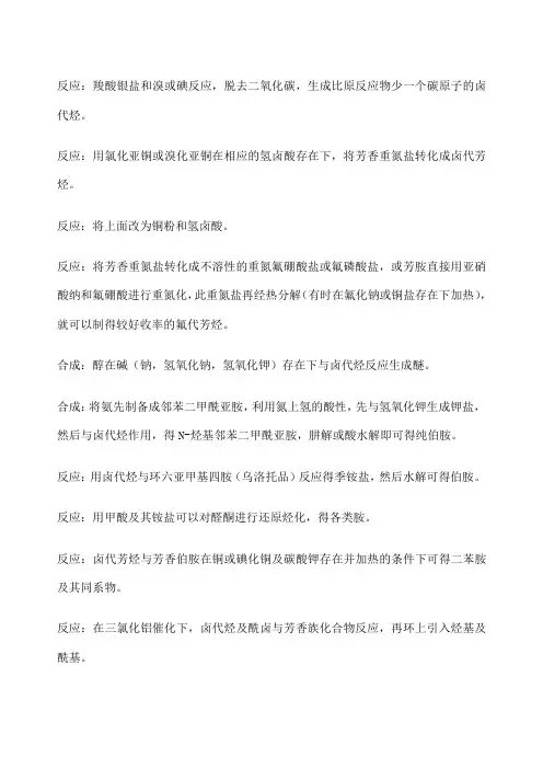 药物合成反应重要人名反应