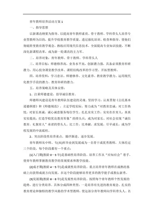青年教师培养活动方案