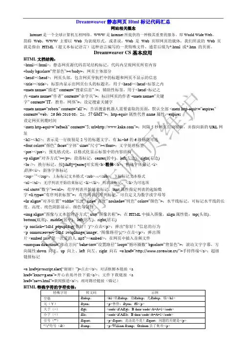 Html静态网页代码汇总