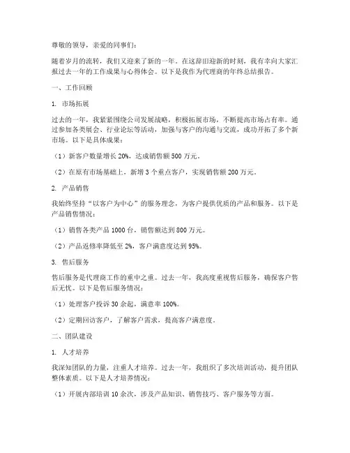 代理商的年终总结报告