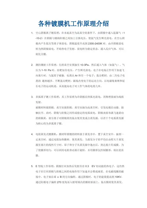 各种镀膜机工作原理介绍