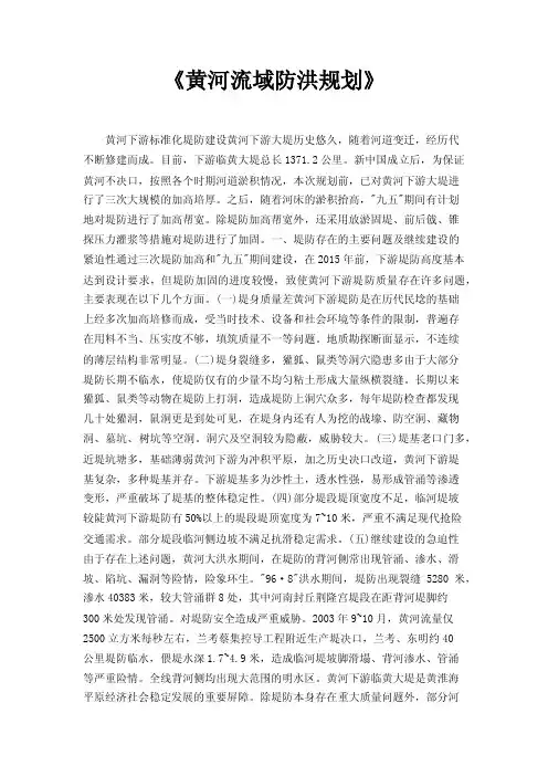 《黄河流域防洪规划》
