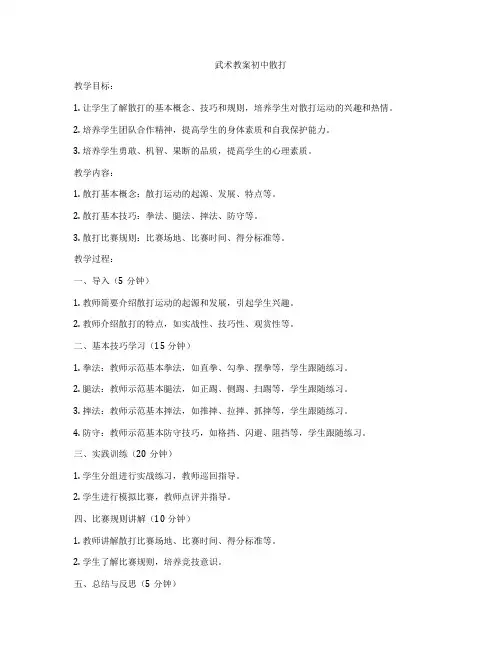 武术教案初中散打