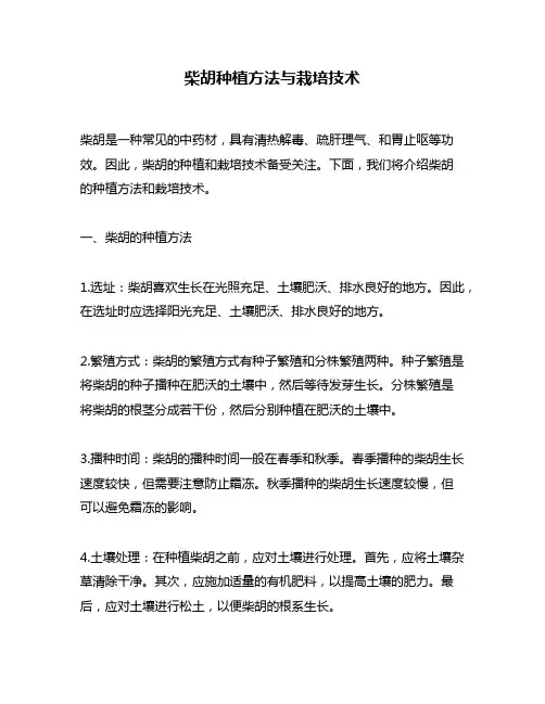 柴胡种植方法与栽培技术