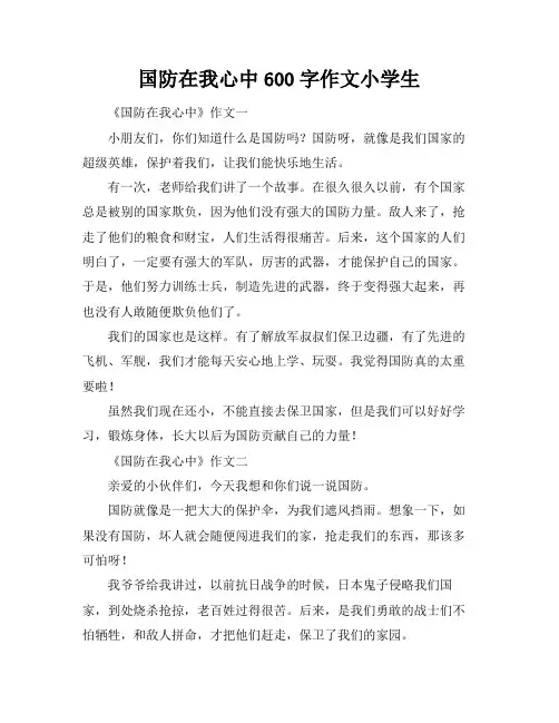 国防在我心中600字作文小学生