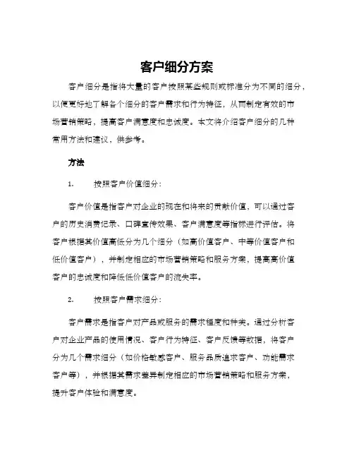 客户细分方案