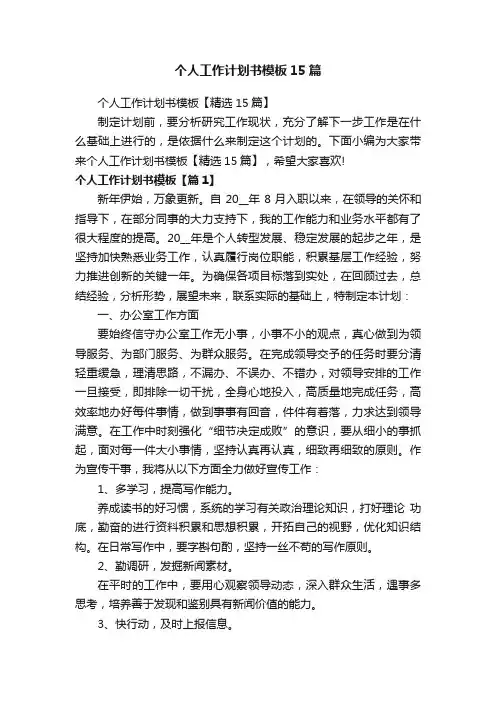 个人工作计划书模板