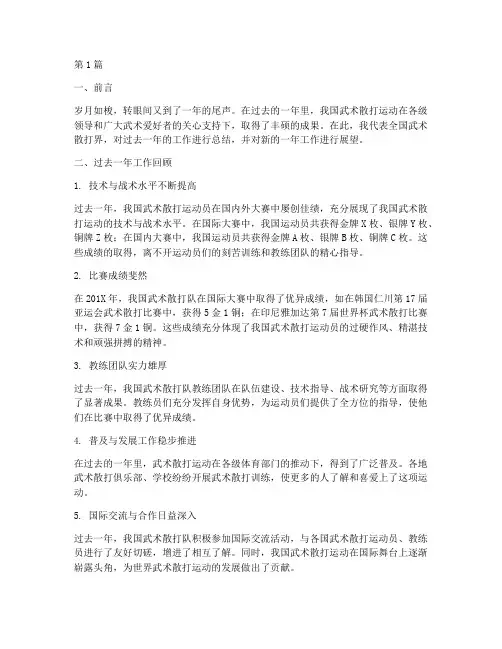 武术散打年度总结范文(3篇)