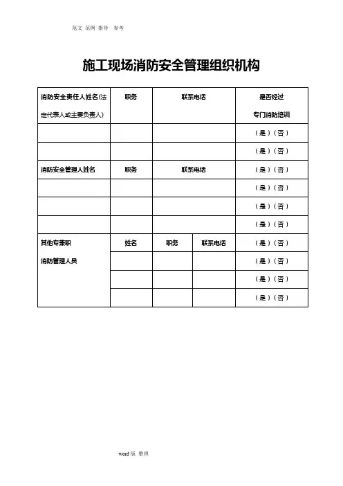 建设工程建筑施工现场消防安全管理档案