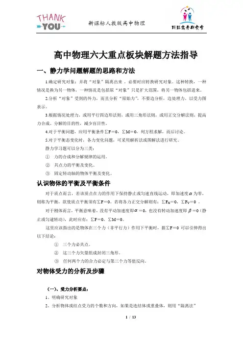 高中物理六大重点板块解题方法指导