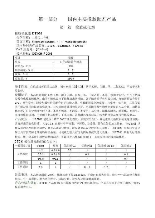 国内主要橡胶助剂产品