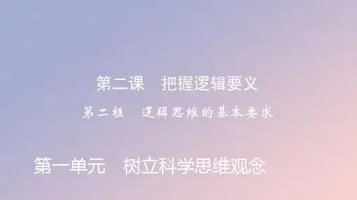 新教材高中政治第一单元把握逻辑要义第2框逻辑思维的基本要求pptx课件部编版选择性必修3