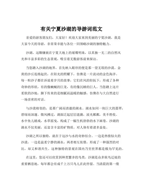 有关宁夏沙湖的导游词范文