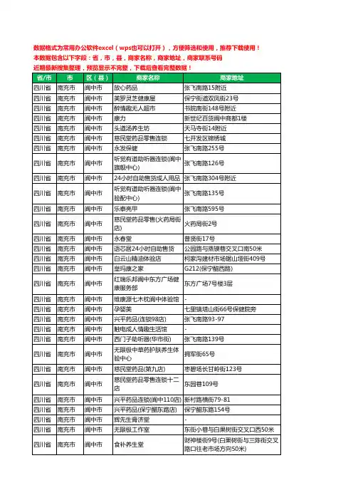 2020新版四川省南充市阆中市保健品工商企业公司商家名录名单联系电话号码地址大全108家