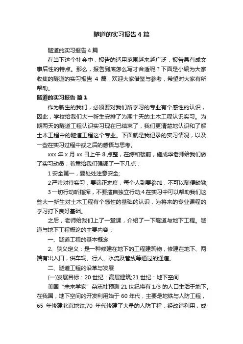 隧道的实习报告4篇