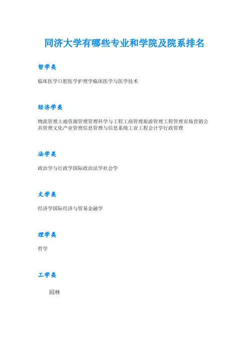 同济大学有哪些专业和学院及院系排名
