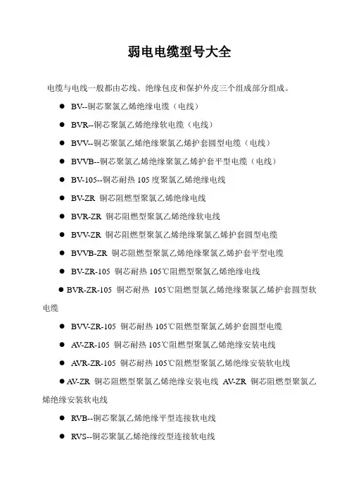 弱电电缆型号大全