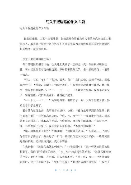 写关于捉迷藏的作文5篇