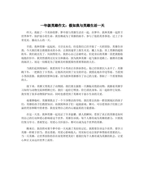 一年级英雄作文：假如我与英雄生活一天