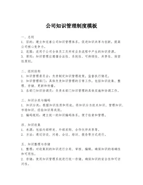 公司知识管理制度模板