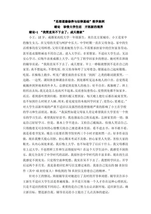 思想道德修养与法律基础教学案例1