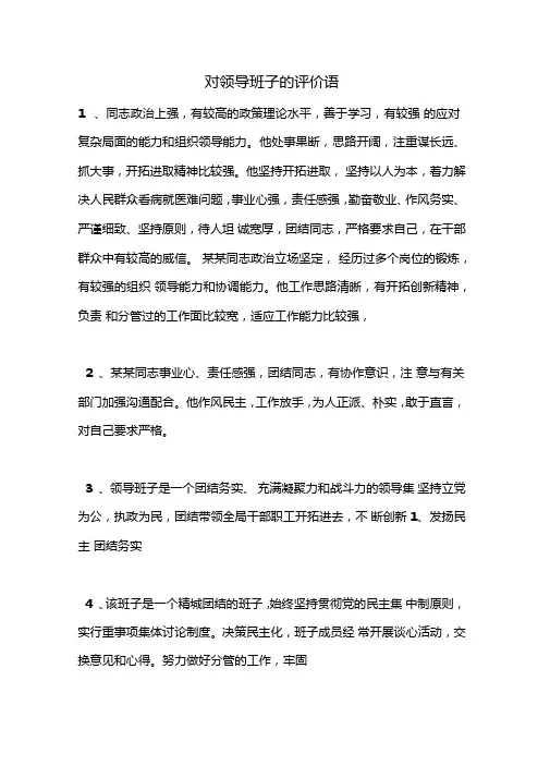 对领导班子的评价语