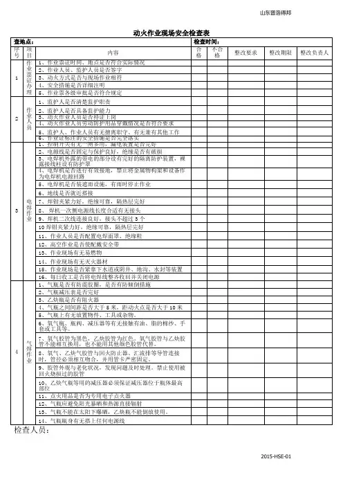 动火作业现场安全检查表-01