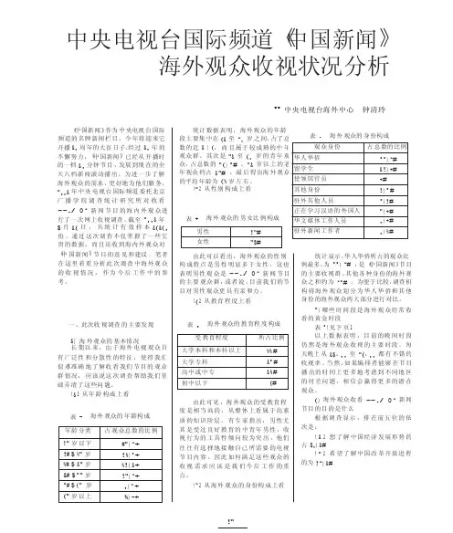 中央电视台国际频道_中国新闻_海外观众收视状况分析