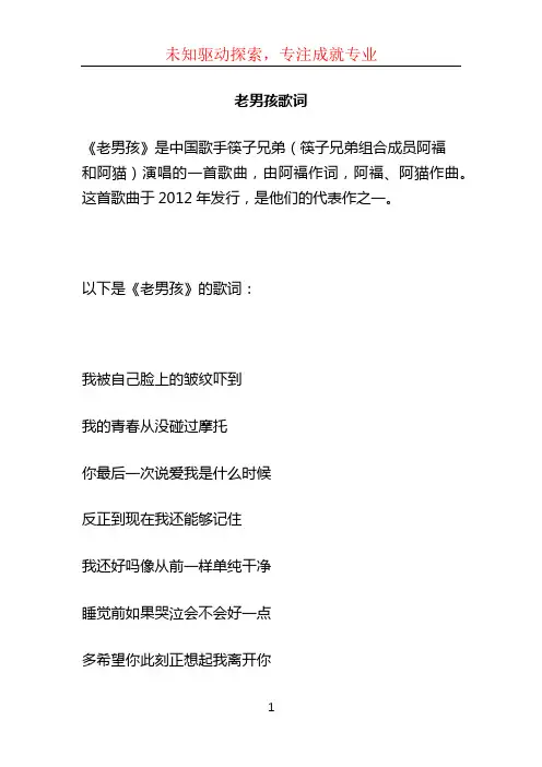 老男孩歌词