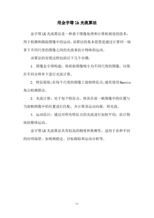用金字塔lk光流算法